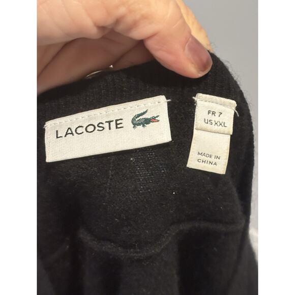 Lacoste Black Cashmere V Neck Sweater, XL - Picture 4 of 9